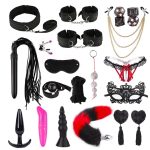 OEMHot Selling Adults Sex Toys Couples Handcuffs Nipple Clamps Whip Spanking Sex Metal Anal Plug Vibrator Exotic Bed Bondage Set - 图片 2