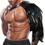 OEM High Quality Medieval Knight Gothic Male Feather Costume, Adjustable PU Leather Viking Warrior Cosplay Accessories - 图片 2