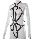 Full Body Harness Bra Leather for Women Lingerie Chain Rivet Top Cage Punk Goth Red Black Garter Belt Adjustable Plus Size Rave - 图片 2