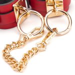 OEM SM Handcuffs with Golden Color Metal Chain High Grade PU Leather No Peculiar Smell BDSM Sex Toy for Indoor Fun - 图片 2