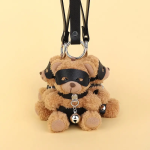 OEM Adult Bondage Bear Pendant Plush Sexy SM Toy Chain Bound Bell Bear Gift Leather Eye Patch Bear Violent - 图片 2