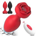 Anal Plug Rose Vibrator for Women Remote Control Butt Plug 10 Modes Vibrating Prostate Massager Silicone Stimulator Sex Toys - 图片 2