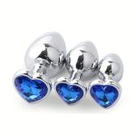 3Pcs/Set S M L Metal Anal Plug Stainless Butt Plug Fetish Adult Anal Sex Toys Heart Crystal Jewelry Anal Butt Plug for Men Woman - 图片 2