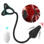 Oem Wholesale Three Ring Locking Silicone Anal Plug with Wireless Remote Control for Couple's Fun - 图片 2