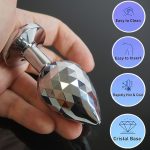 OEM Stainless Steel Metal Round Rhombus Diamond Pattern Anal Plug Anal Plug With Smooth Diamond Jewelry Butt Plug Butt Dilator - 图片 2