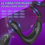 OEM 12-Mode Thrusting Cock Ring P Spot Massager Prostate Anal Vibrator with Remote Control Sex Toys for Men Women - 图片 2