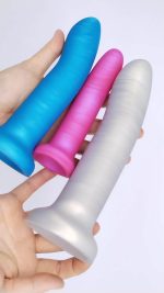 Colorful Liquid Silicone Anal Plug Dildo Sex Toy for Men and Women G-Spot Butt Stimulation - 图片 2