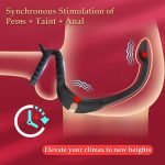 Pleasure Anal Penis Double Ring Vibrator Prostate Massager Vibrating Cock Ring Taint Stimulator for Male Masturbator - 图片 3