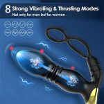 Dual Cock Ring Design Remote Control Telescopic Vibrating Male Butt Plug Anal Toys Men Thrusting Prostate Massager Anal Vibrator - 图片 3