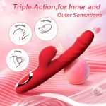2 in 1 Women Sex Dildo Stretching Vibration Rabbit Vibrator G Spot Stimulation Female Tapping Sucking Rabbit Vibrator - 图片 3