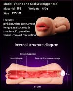 3D Realistic Vagina Masturbator Oral Mouth Aircraft Cup Pocket Pussy Intimate Deep Throat Double Hole Sex Toy for Men - 图片 3