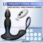 Thrusting Anal Vibrator Penis Ring With 3 Motors Remote Control Telescopic Prostate Massager With 10 Modes Anal Plug - 图片 3