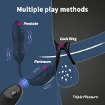 OEM Male Prostate Remote Control Anal Plug 9-Frequency Telescopic Double Vibration Double Ring Locking for Safer Sex - 图片 3