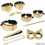 OEM Hot Selling Handcuffs & Collar Mask Set Leather Bondage Kits Exotic Adults Games Handcuff Sex Toys for - 图片 3