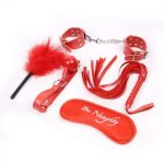 OEM Fancy Red Leather Bdsm Bondage 4pcs Fetish Sm Games Tool Flirting Sex Life - 图片 3
