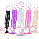 OEM Women's Natural Rubber Dildo with Colorful Artificial Crystal Realistic Design Soft Silicone Material - 图片 3