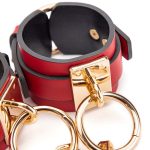 OEM SM Handcuffs with Golden Color Metal Chain High Grade PU Leather No Peculiar Smell BDSM Sex Toy for Indoor Fun - 图片 3