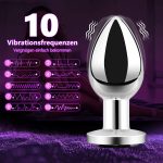 Wholesale Stainless Steel 10 Modes Vibrator Anal Plug Prostate Massagger Metal Vibrating Anal Plug with Remote - 图片 3