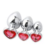 3Pcs/Set S M L Metal Anal Plug Stainless Butt Plug Fetish Adult Anal Sex Toys Heart Crystal Jewelry Anal Butt Plug for Men Woman - 图片 3