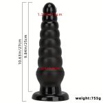 Black Pointed Super Large Anal Plug Suction Cup Vulva Anal Sex Toys Sexy Rose Large Thick Fist Sex Toy Anal Enlargement - 图片 3