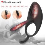 Men Sex Toy Penis Ring Silicone Double Cock Ring Vibrating Cock Ring Sex Products Massager Inflatable Anal Plug for Men - 图片 3