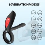 Men's Vibrating Ring Electric Remote Control Sperm Locking Vibrating Penis Ring Male Cock Ring 10 Speed G-spot Vibrator - 图片 3