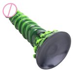 OEM New Design Fantasy Silicone Dildos Big Monster Green Spiral Dragon Dildo Tentacle Dildo for Women Men - 图片 3