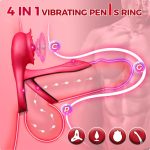 4 in 1 Orgasm Clitoral Stimulation Remote Control Vibrator Silicone Chargeable Cum Locking Masturbation Ring for Couples - 图片 4