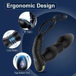 Dual Cock Ring Design Remote Control Telescopic Vibrating Male Butt Plug Anal Toys Men Thrusting Prostate Massager Anal Vibrator - 图片 4