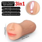 3 in 1 Man Sex Toys Pocket Pussy Masturbation Cup Adult Products Anal Mouth Realistic Rubber Vagina Sex Toys for Man - 图片 4
