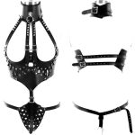 OEM Sexy Lingerie Fetish SM Leather Bra With Collar Restraint Chest Waist Bondage Harness Breast Flirting Sex Toys for Women - 图片 4