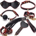 OEM Sex Toys Bondage Adult BDSM Kit 7pcs Black Handcuff With Suitcase Toys - 图片 4
