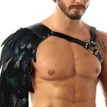 OEM High Quality Medieval Knight Gothic Male Feather Costume, Adjustable PU Leather Viking Warrior Cosplay Accessories - 图片 4