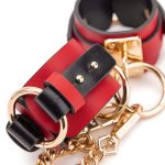 OEM SM Handcuffs with Golden Color Metal Chain High Grade PU Leather No Peculiar Smell BDSM Sex Toy for Indoor Fun - 图片 4