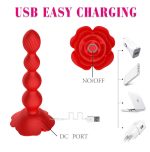 Remote Control Rose Vibrator LED Anal Beads Butt Plug Sex Toys with 10 Rotate Twist and Vibrating Modes - 图片 4