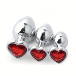 3Pcs/Set S M L Metal Anal Plug Stainless Butt Plug Fetish Adult Anal Sex Toys Heart Crystal Jewelry Anal Butt Plug for Men Woman - 图片 4