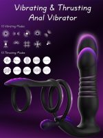 Thrusting Dildo Anal Vibrator Telescopic Vibrating Prostate Massager Butt Plug Anal Man Penis Cock Ring Adult Sex Toys Vibrator - 图片 4