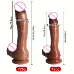 OEM Dark Brown Flesh Color Double Layer Liquid Silicone Dildo Mid-internal Inciting Realistic Dildo Sex Toy for Couple - 图片 4