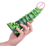 OEM New Design Fantasy Silicone Dildos Big Monster Green Spiral Dragon Dildo Tentacle Dildo for Women Men - 图片 4