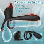 OEM 3 in 1 Vibrating Remote Control Cock Ring Vibrator Clitorals Stimulator Penis Ring for Men Sex Toys - 图片 5