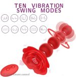 Remote Control Rose Vibrator LED Anal Beads Butt Plug Sex Toys with 10 Rotate Twist and Vibrating Modes - 图片 5