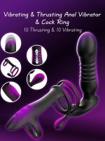 Thrusting Dildo Anal Vibrator Telescopic Vibrating Prostate Massager Butt Plug Anal Man Penis Cock Ring Adult Sex Toys Vibrator - 图片 5