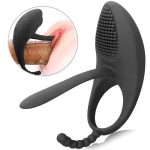 Men Sex Toy Penis Ring Silicone Double Cock Ring Vibrating Cock Ring Sex Products Massager Inflatable Anal Plug for Men - 图片 5