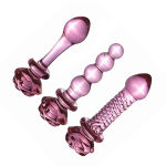 Rose Flower Penis Dildo Wholesale Glass Anal Beads Crystal Butt Anal Plug for Women Men - 图片 6