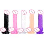 OEM Women's Natural Rubber Dildo with Colorful Artificial Crystal Realistic Design Soft Silicone Material - 图片 6