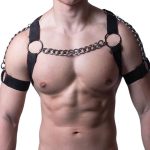 OEM Wholesale Chain Harness Adult Chest Bondage Leather PU Erotic Gay Fetish BDSM Sexual Punk Metal Chest Chain Belt - 图片 6
