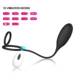Double Ring Rotation Vibrates the Plug 10 Patterns Powerful Vibration Remote Control Modes Plug Massager for Male - 图片 6
