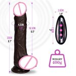 8.5Inch Remote Control Heating Telescopic Swing Penis Dildo Rotating Thrusting Vibrating Black Silicone Dildo With Suction Cup - 图片 6