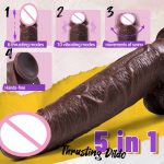 OEM Brown Telescopic Realistic Dildo Vibrator for Women Masturbator Huge Penis With Suction Cup Sex Toys - 图片 6