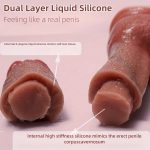 OEM Dark Brown Flesh Color Double Layer Liquid Silicone Dildo Mid-internal Inciting Realistic Dildo Sex Toy for Couple - 图片 6